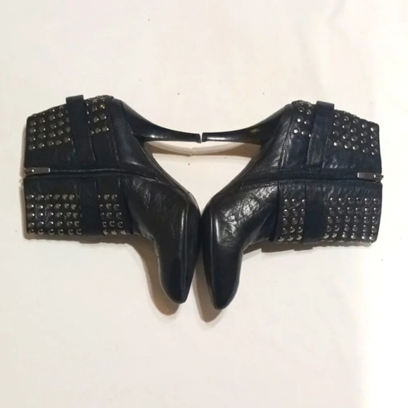 Vintage 90's Enzo Angiolini Black Studded Leather Heeled Booties Ankle Boots … - Picture 3 of 9